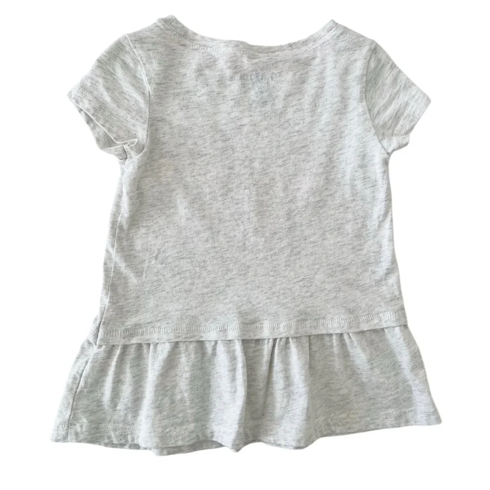 OshKosh B'gosh Gray w/Pink Floral Butterfly & Ruffle Hem, Graphic Tee | Girl 2T